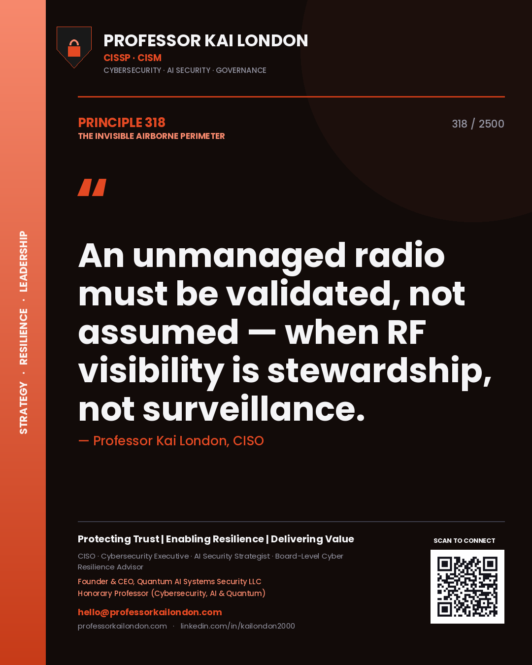 Professor Kai London principle 318: An unmanaged radio must be validated, not assumed — when RF visibility is stewardship, not surveillance.