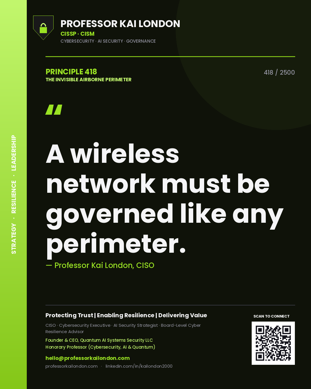 Professor Kai London principle 418: A wireless network must be governed like any perimeter.