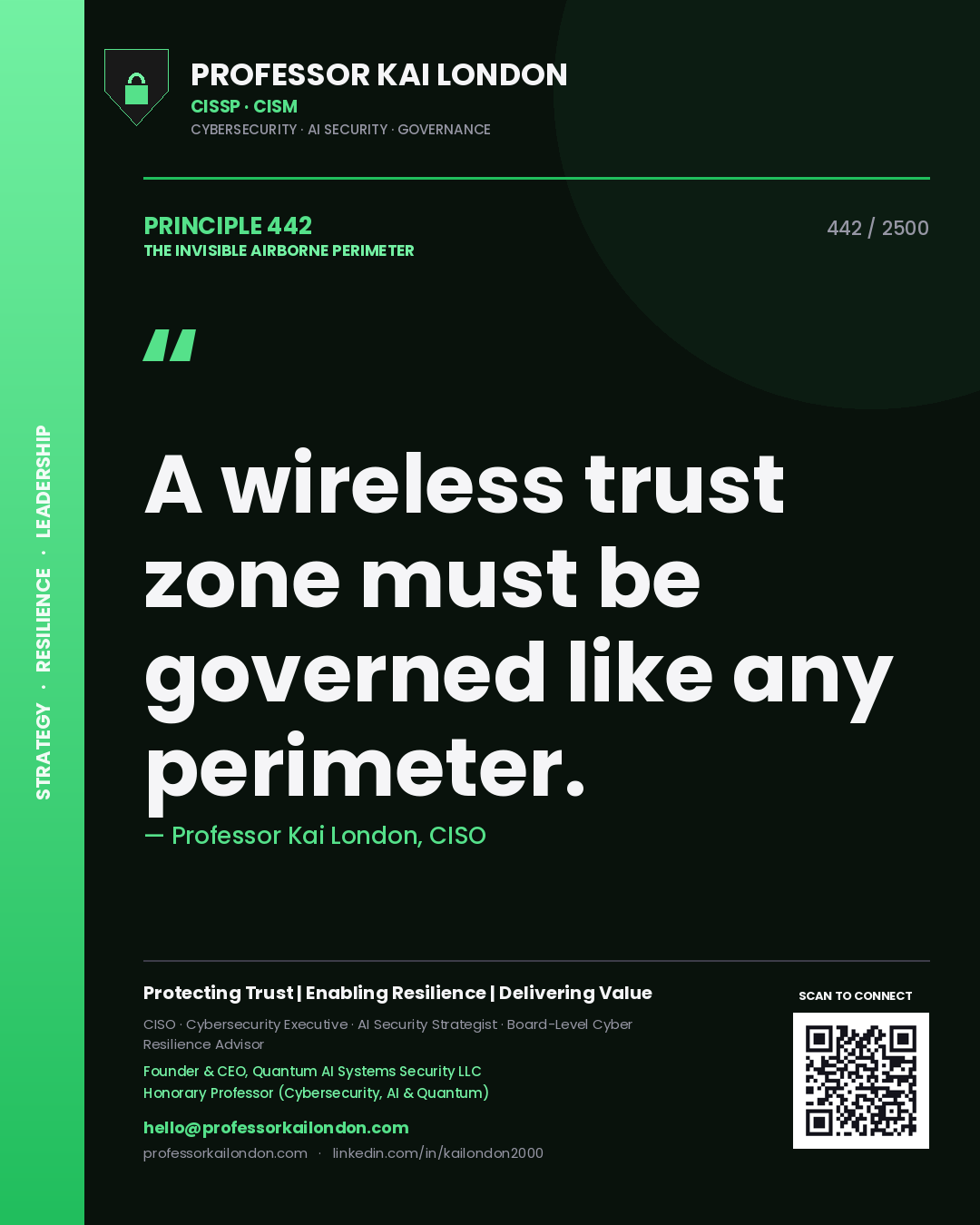 Professor Kai London principle 442: A wireless trust zone must be governed like any perimeter.