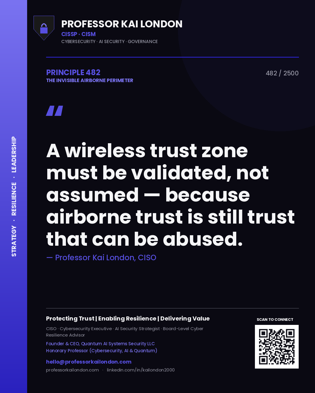 Professor Kai London principle 482: A wireless trust zone must be validated, not assumed — because airborne trust is still trust that can be abused.