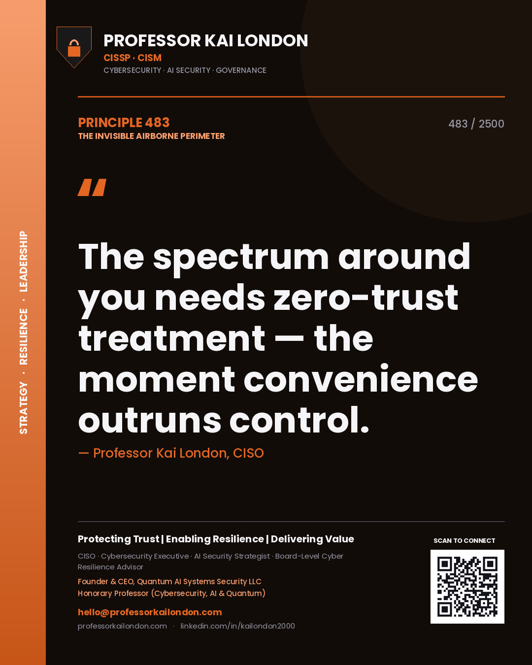 Professor Kai London principle 483: The spectrum around you needs zero-trust treatment — the moment convenience outruns control.