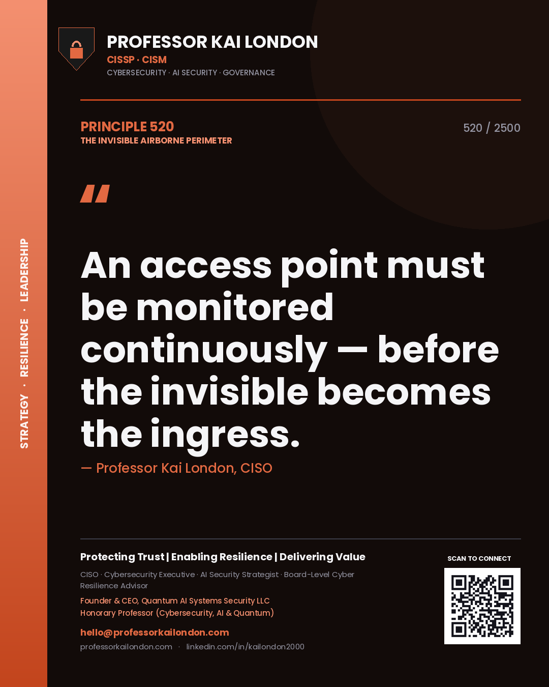 Professor Kai London principle 520: An access point must be monitored continuously — before the invisible becomes the ingress.