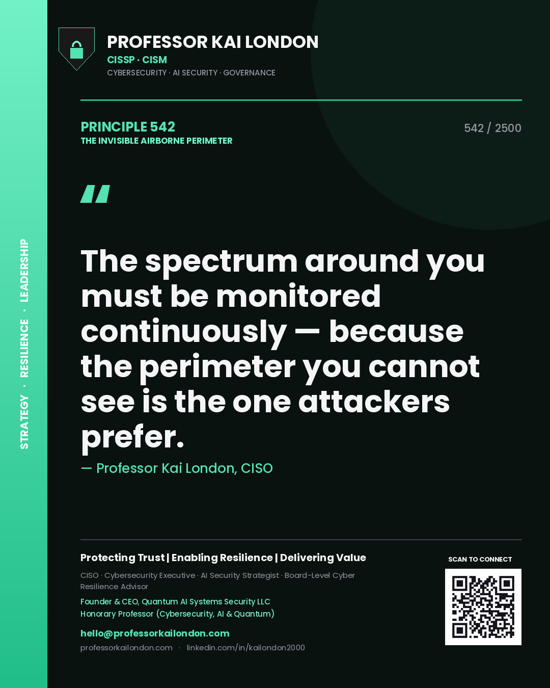 Professor Kai London principle 542: The spectrum around you must be monitored continuously — because the perimeter you cannot see is the one attackers prefer.