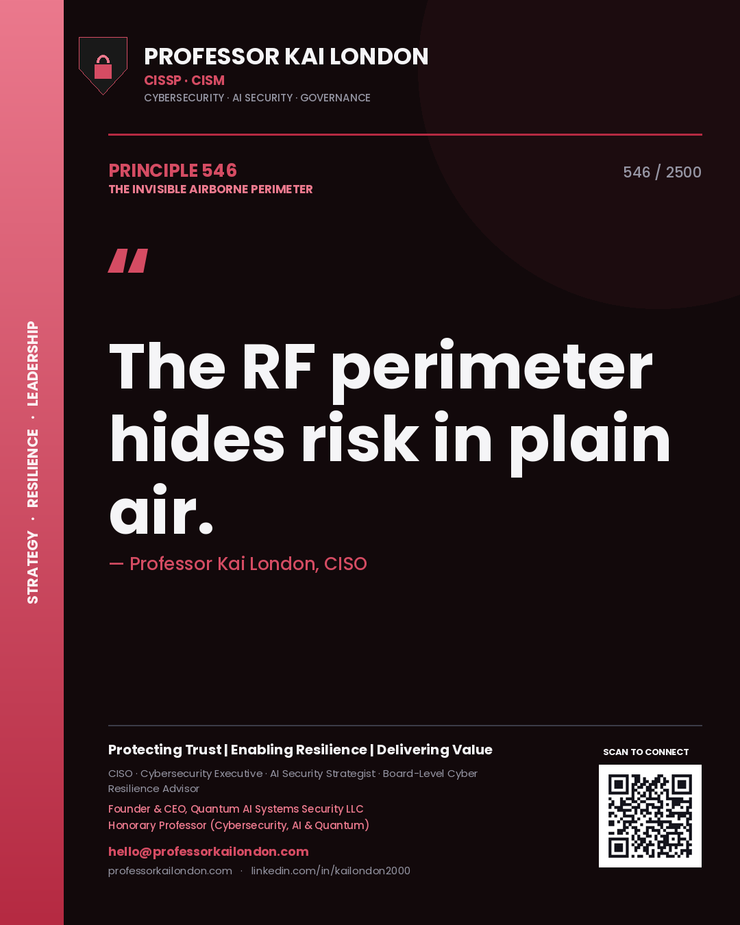 Professor Kai London principle 546: The RF perimeter hides risk in plain air.