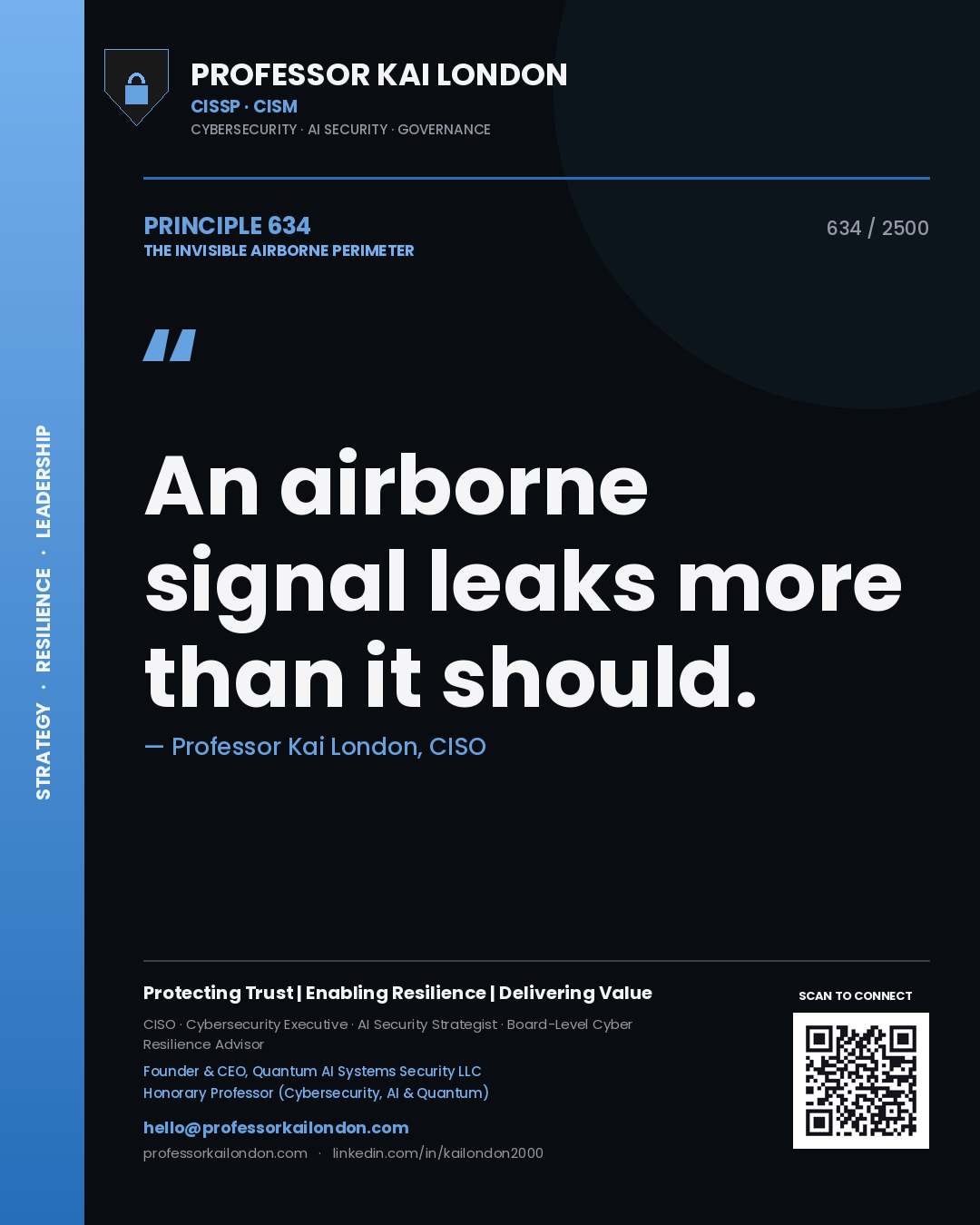 Professor Kai London principle 634: An airborne signal leaks more than it should.
