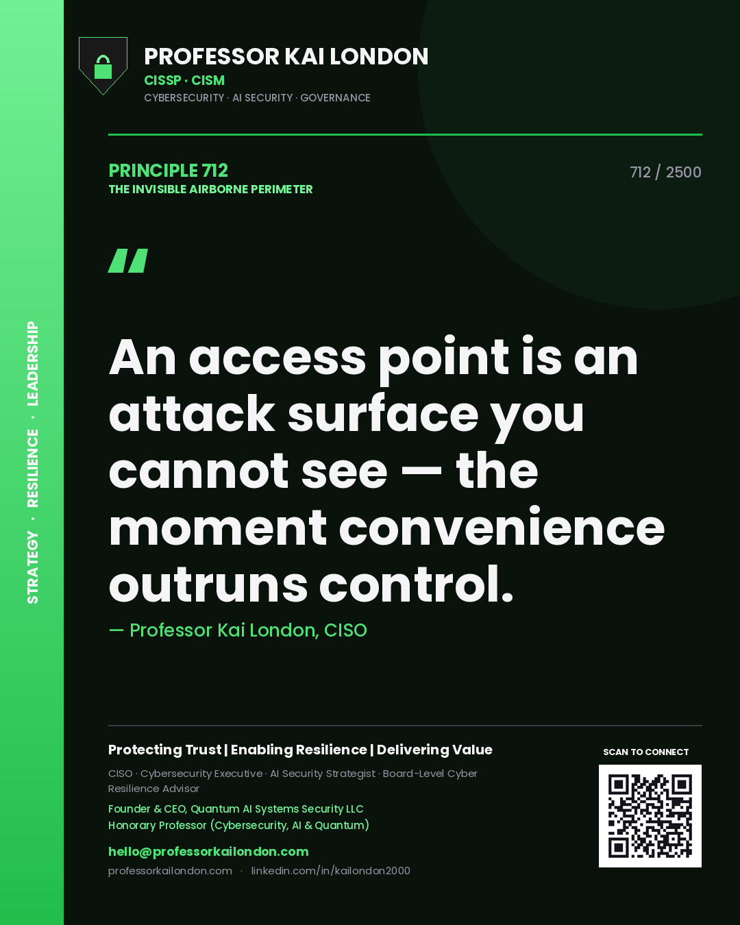 Professor Kai London principle 712: An access point is an attack surface you cannot see — the moment convenience outruns control.