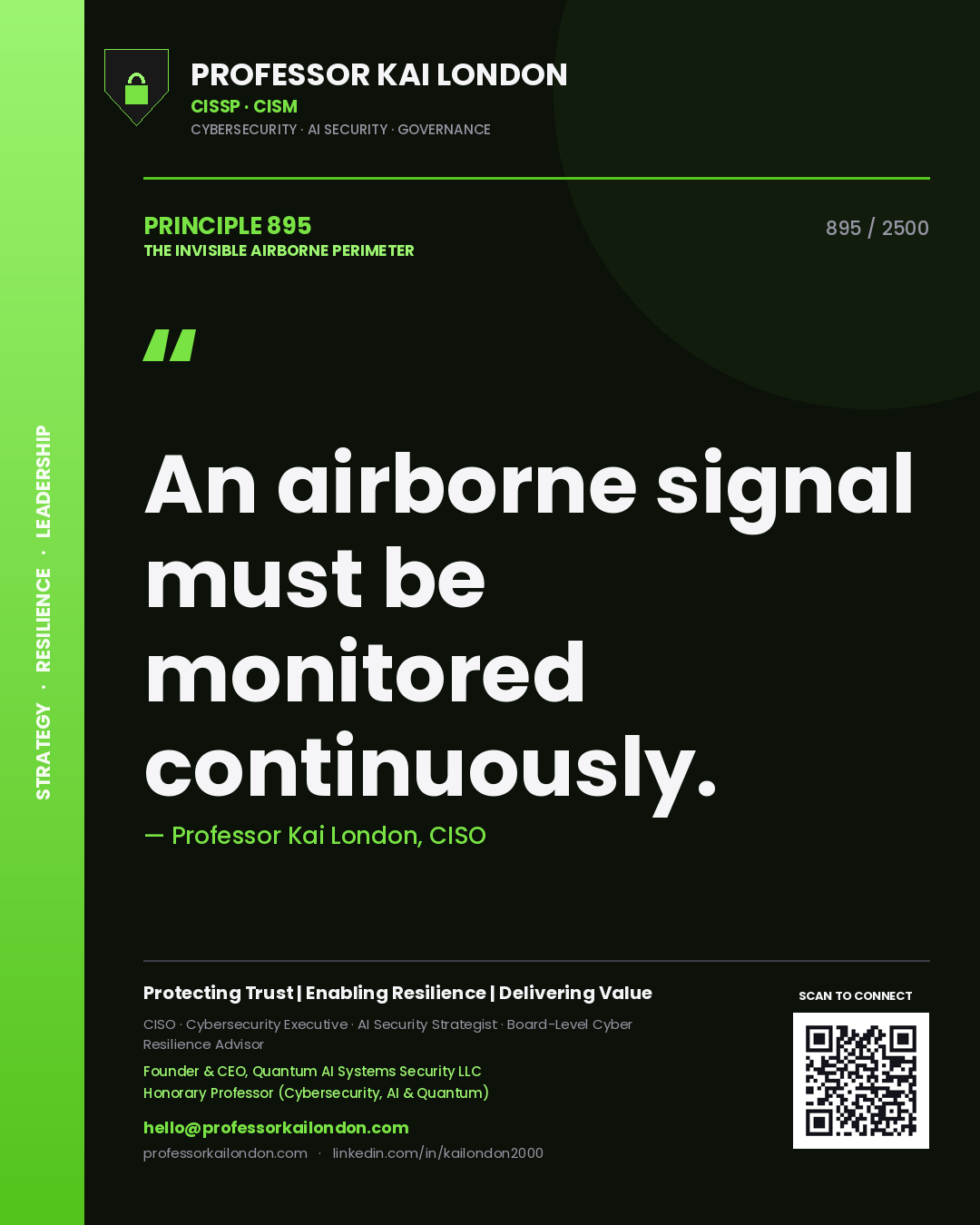 Professor Kai London principle 895: An airborne signal must be monitored continuously.