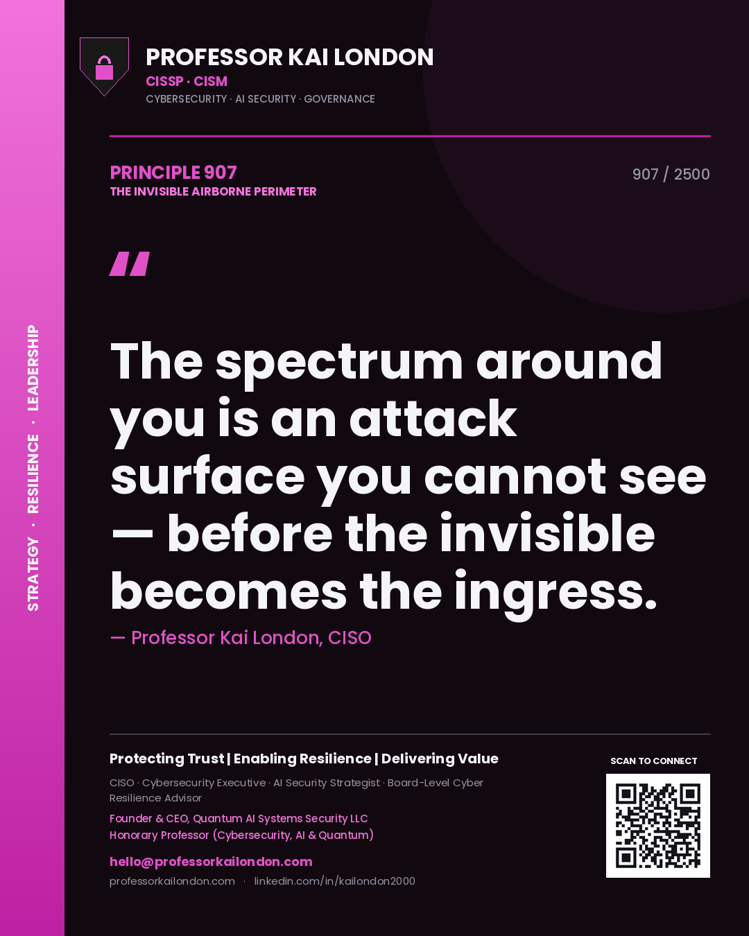 Professor Kai London principle 907: The spectrum around you is an attack surface you cannot see — before the invisible becomes the ingress.