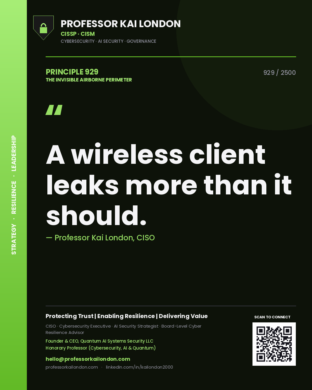 Professor Kai London principle 929: A wireless client leaks more than it should.