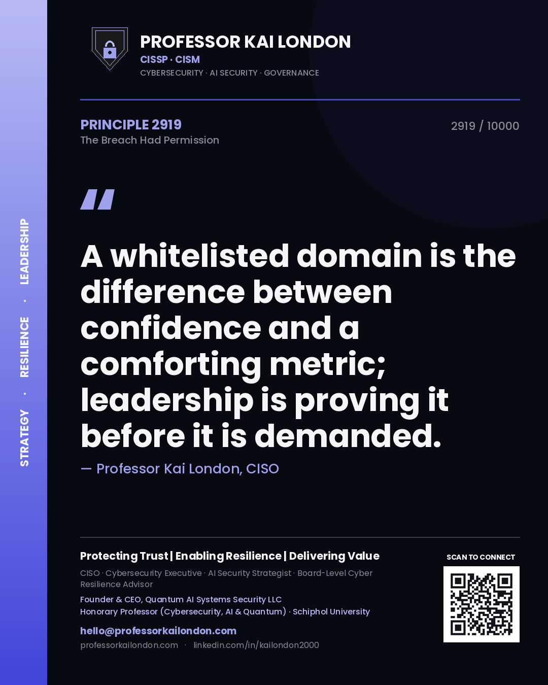 Professor Kai London principle 2919: A whitelisted domain is the difference between confidence and a comforting metric; leadership is proving it before it is demanded.