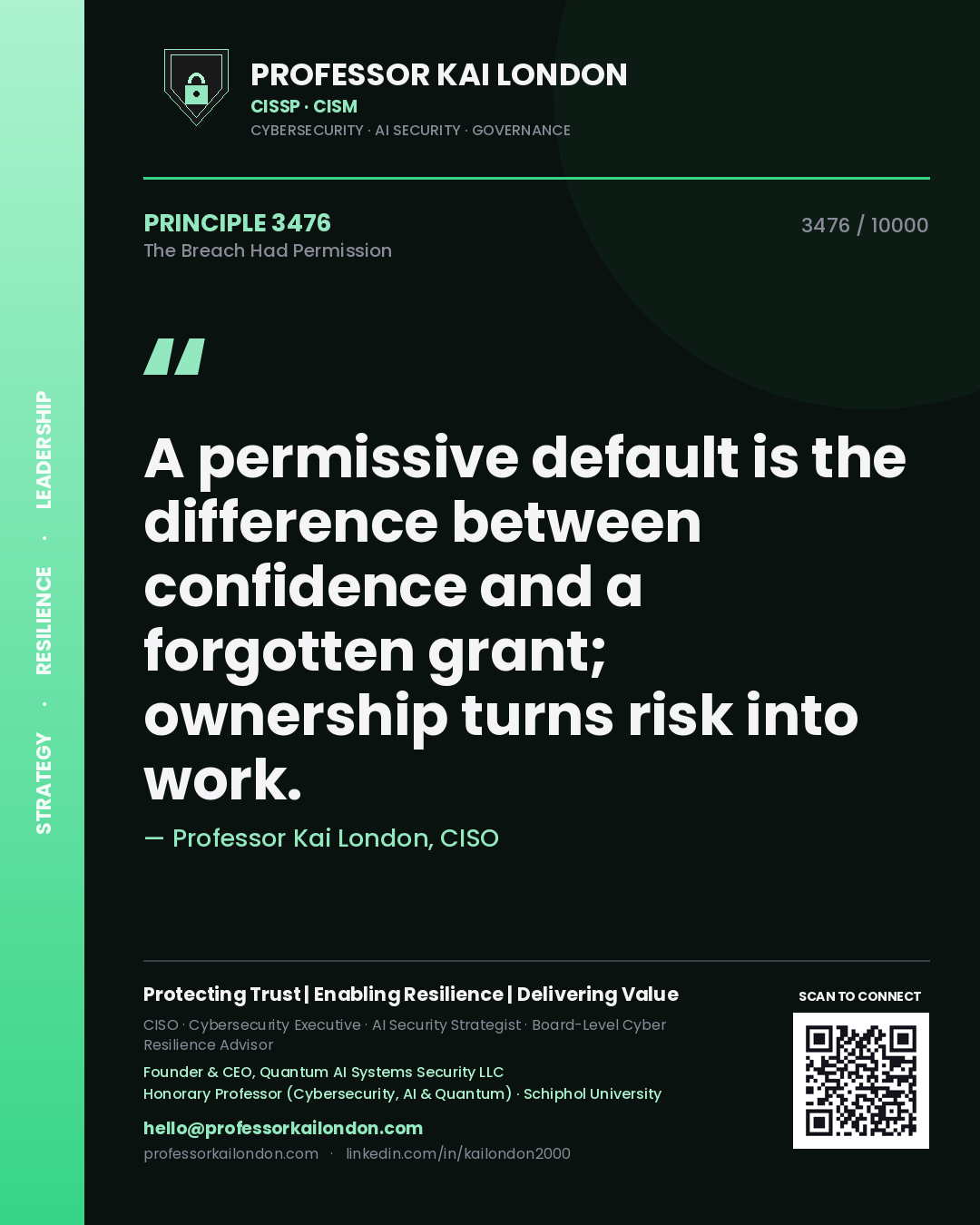 Professor Kai London principle 3476: A permissive default is the difference between confidence and a forgotten grant; ownership turns risk into work.