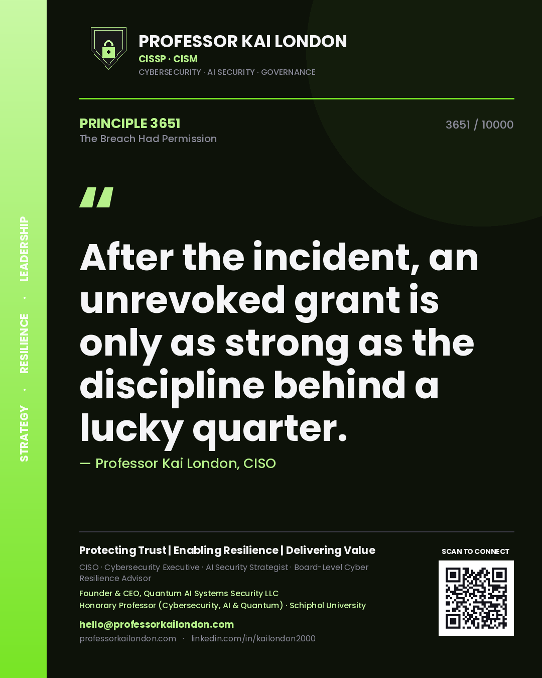 Professor Kai London principle 3651: After the incident, an unrevoked grant is only as strong as the discipline behind a lucky quarter.