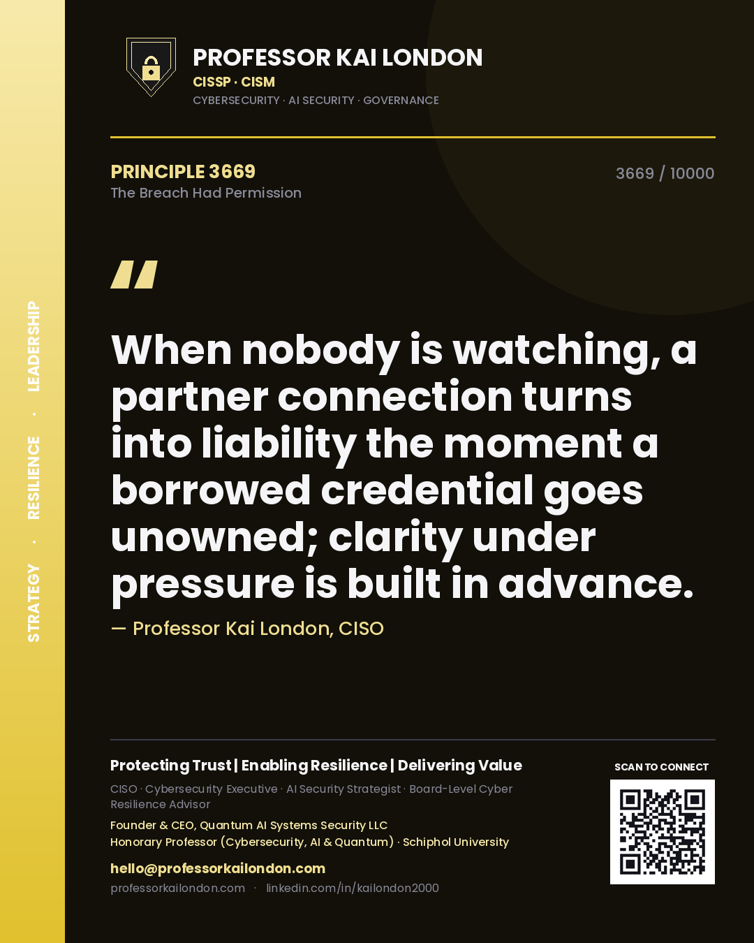 Professor Kai London principle 3669: When nobody is watching, a partner connection turns into liability the moment a borrowed credential goes unowned; clarity under pressure is built in advance.