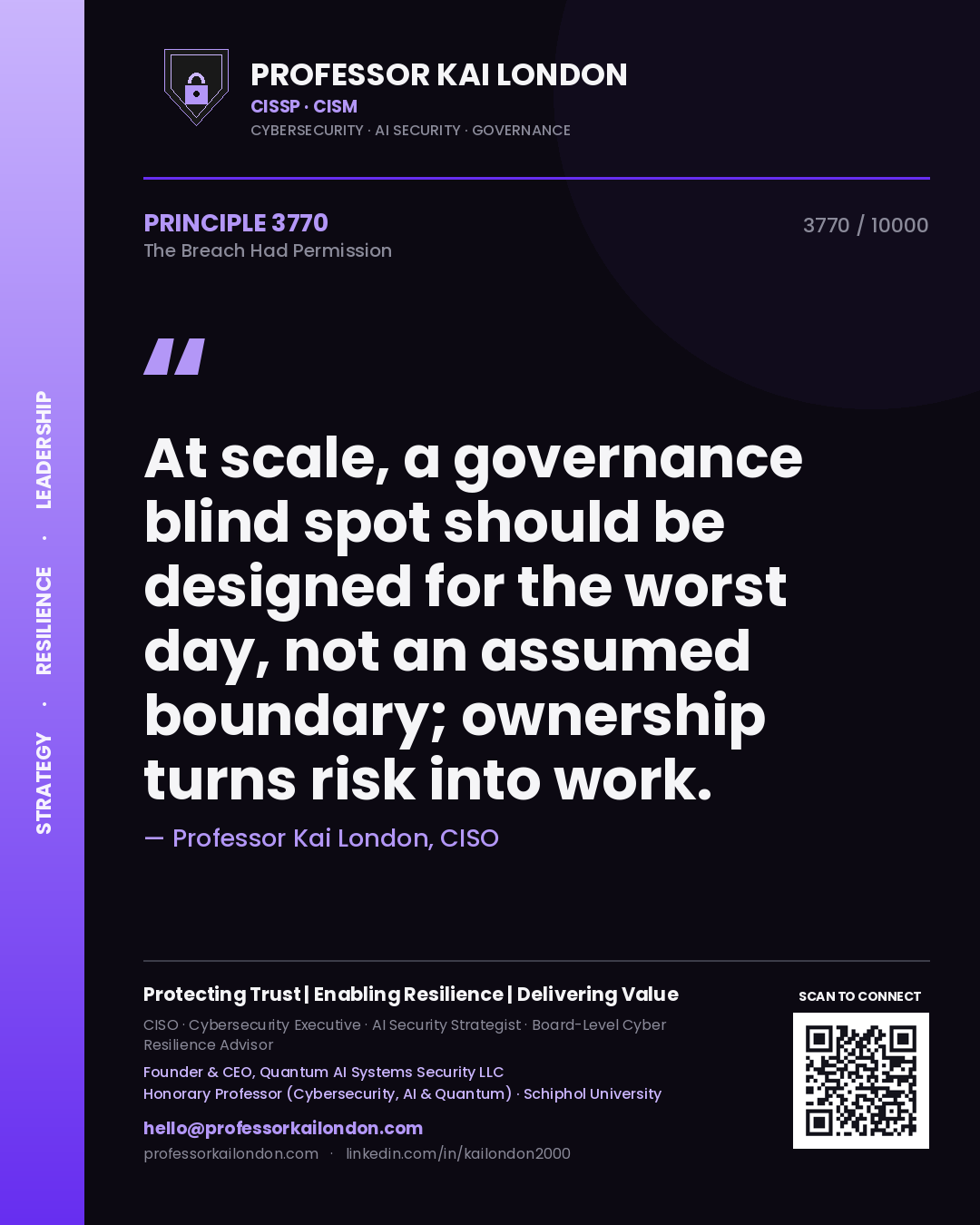 Professor Kai London principle 3770: At scale, a governance blind spot should be designed for the worst day, not an assumed boundary; ownership turns risk into work.