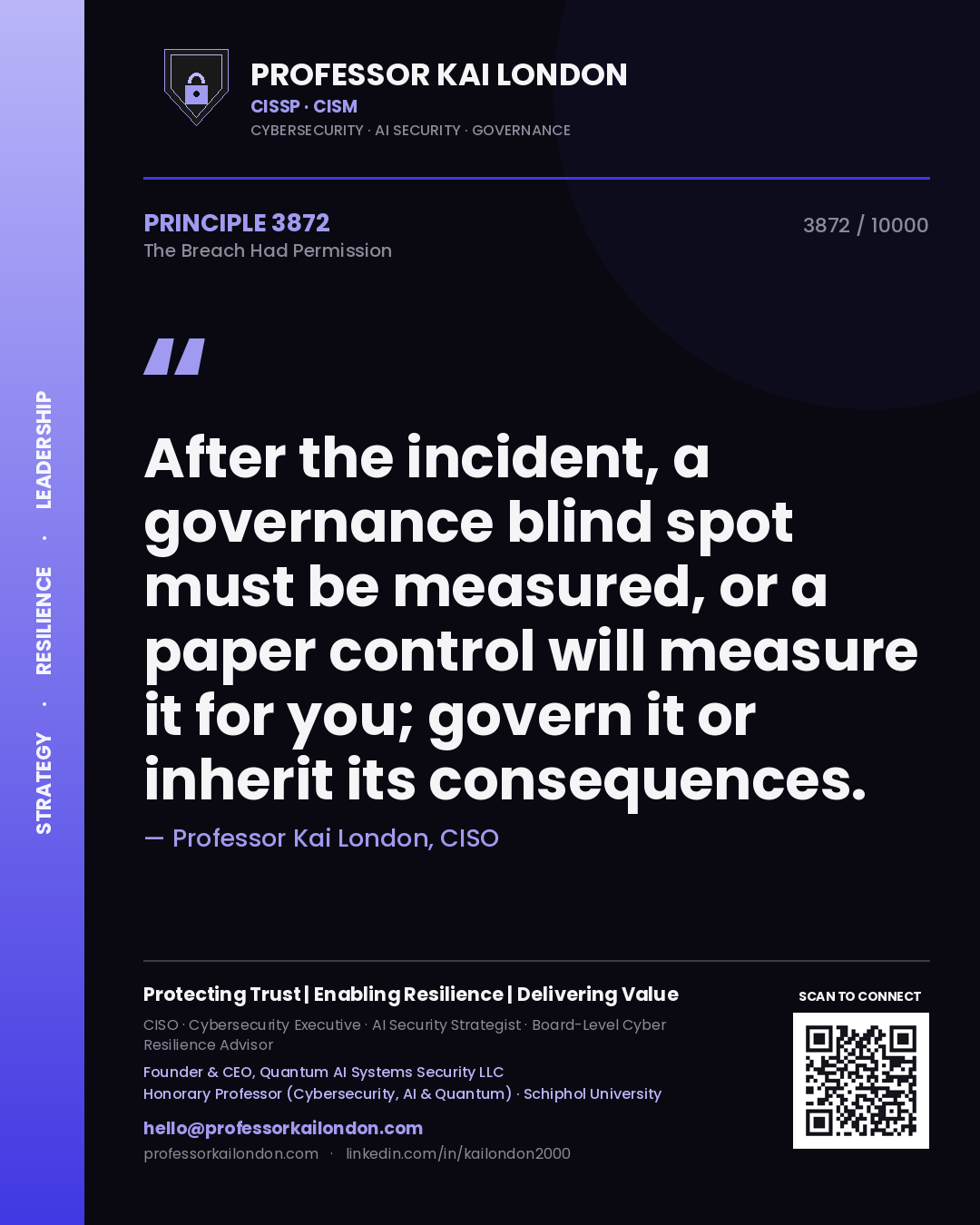 Professor Kai London principle 3872: After the incident, a governance blind spot must be measured, or a paper control will measure it for you; govern it or inherit its consequences.