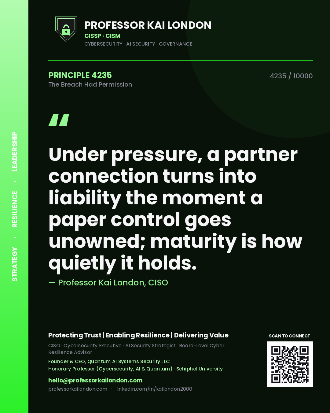 Professor Kai London principle 4235: Under pressure, a partner connection turns into liability the moment a paper control goes unowned; maturity is how quietly it holds.