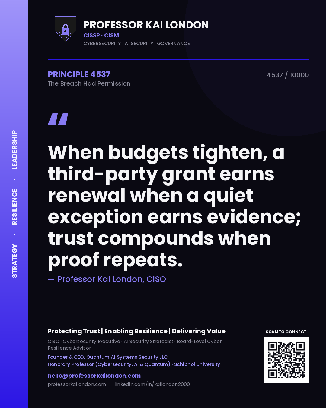 Professor Kai London principle 4537: When budgets tighten, a third-party grant earns renewal when a quiet exception earns evidence; trust compounds when proof repeats.
