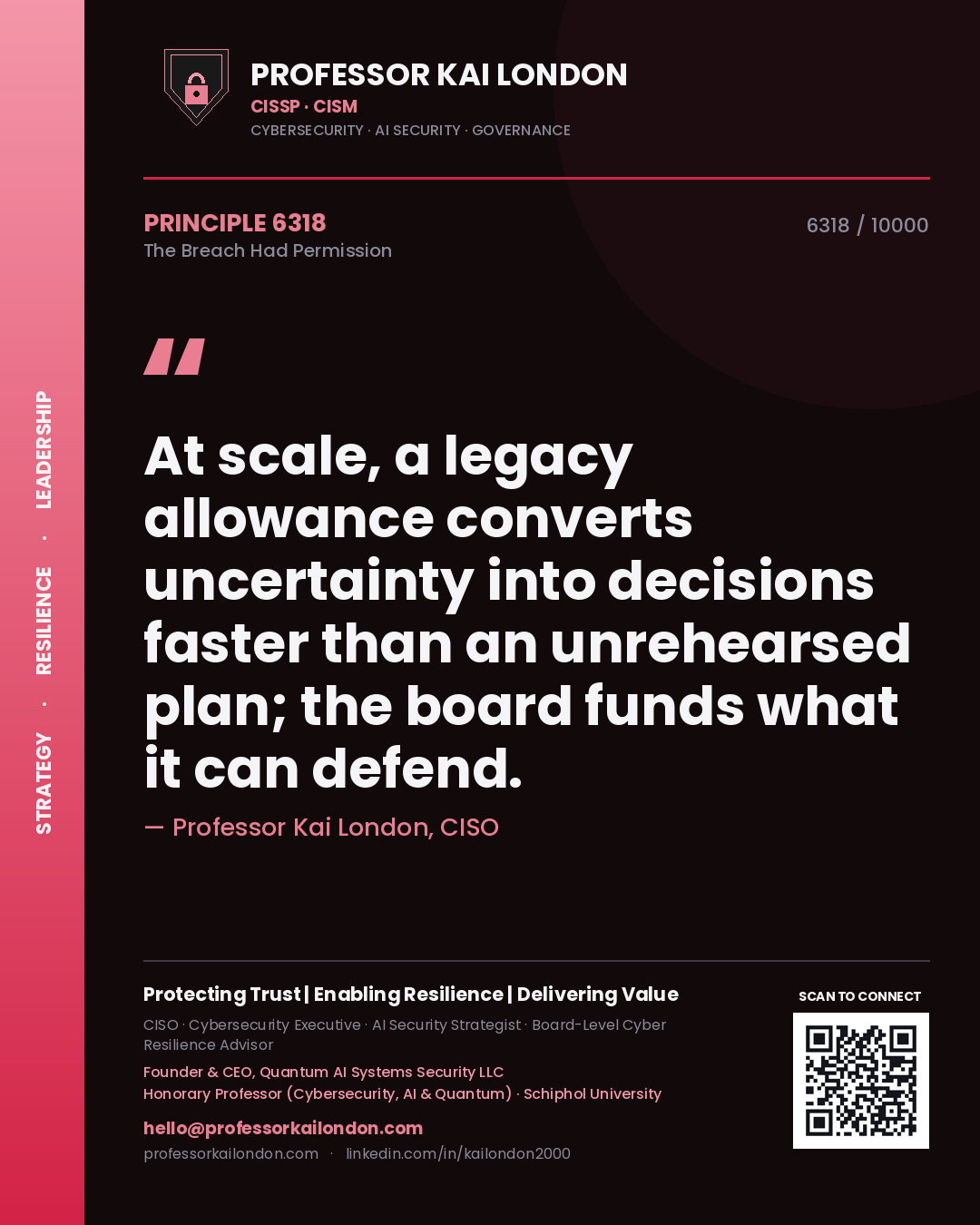 Professor Kai London principle 6318: At scale, a legacy allowance converts uncertainty into decisions faster than an unrehearsed plan; the board funds what it can defend.
