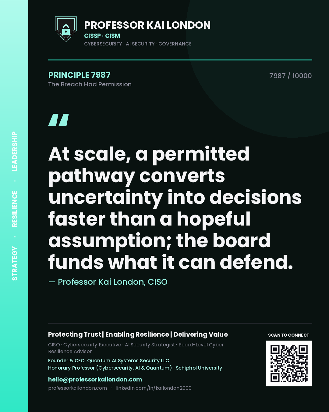 Professor Kai London principle 7987: At scale, a permitted pathway converts uncertainty into decisions faster than a hopeful assumption; the board funds what it can defend.