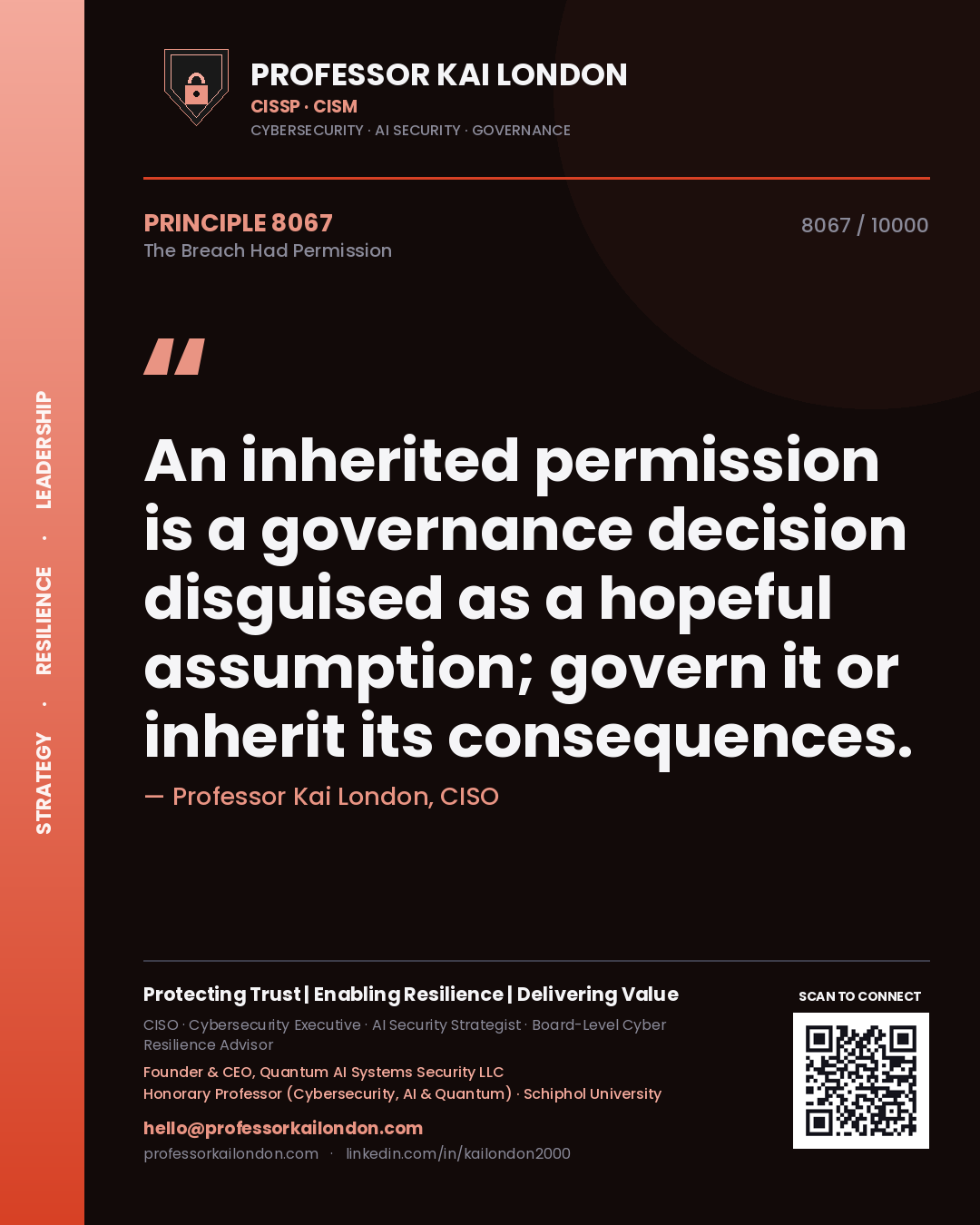 Professor Kai London principle 8067: An inherited permission is a governance decision disguised as a hopeful assumption; govern it or inherit its consequences.