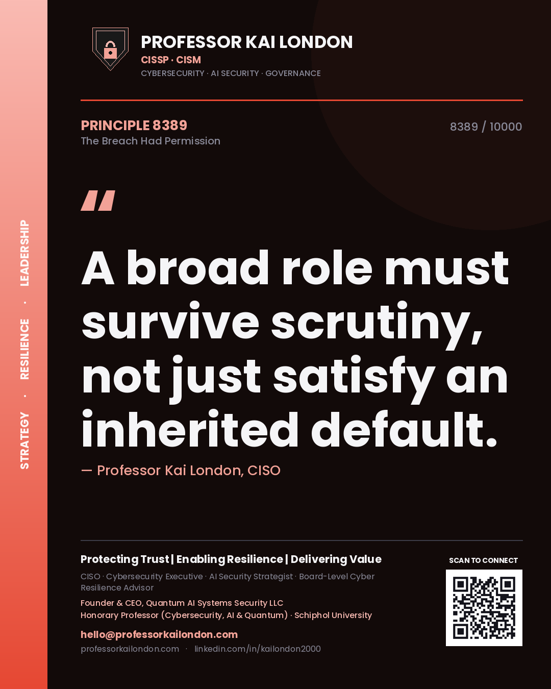 Professor Kai London principle 8389: A broad role must survive scrutiny, not just satisfy an inherited default.