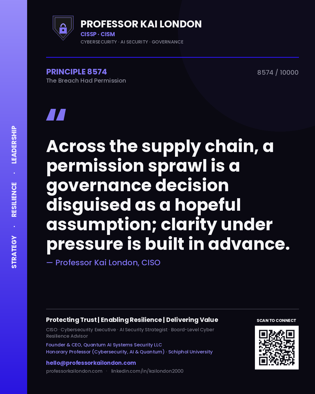Professor Kai London principle 8574: Across the supply chain, a permission sprawl is a governance decision disguised as a hopeful assumption; clarity under pressure is built in advance.