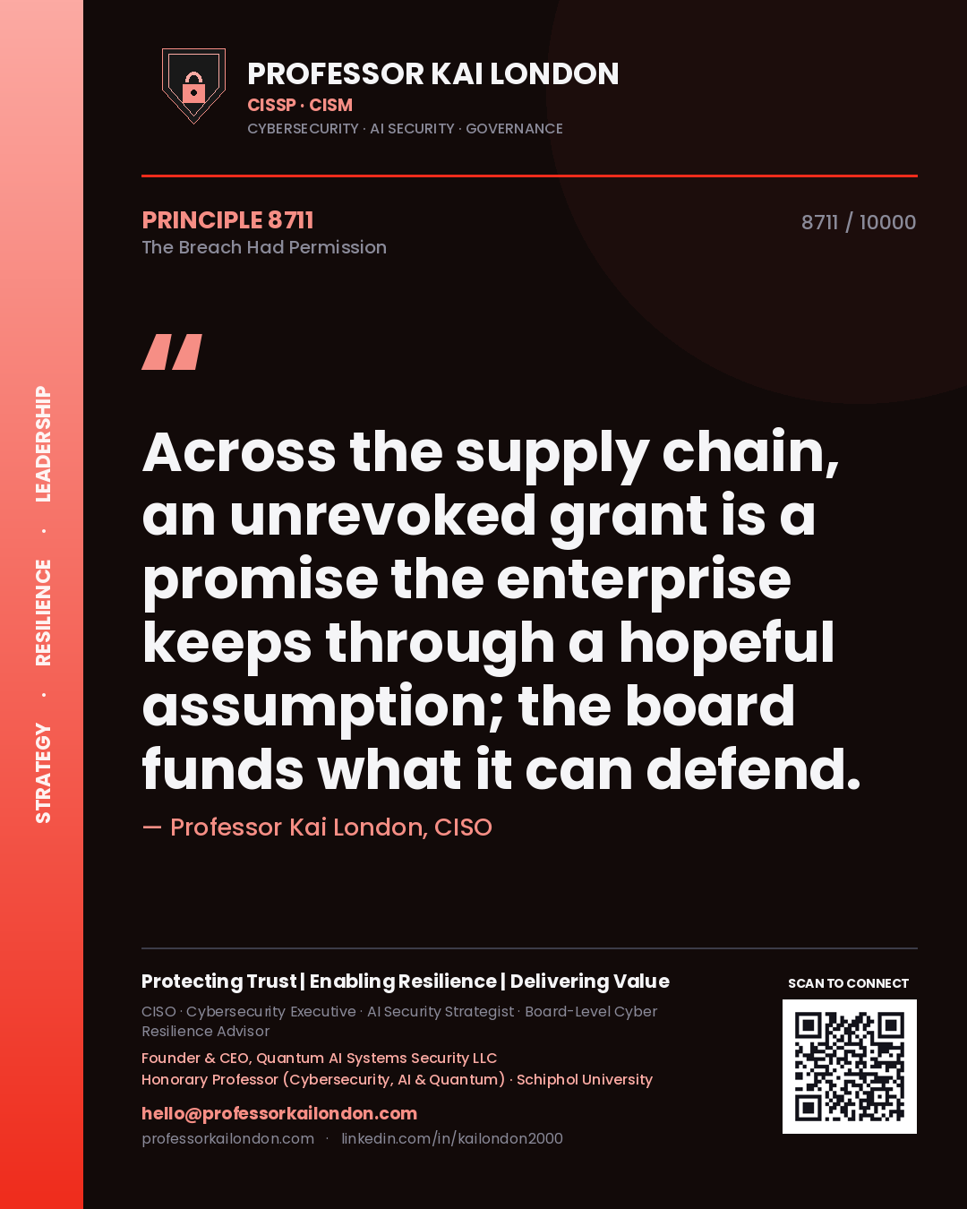 Professor Kai London principle 8711: Across the supply chain, an unrevoked grant is a promise the enterprise keeps through a hopeful assumption; the board funds what it can defend.