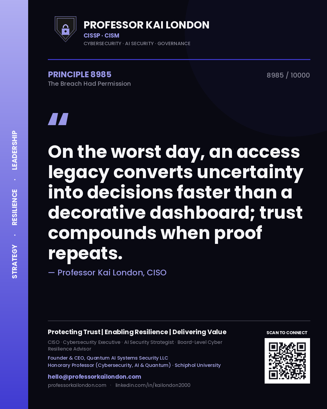 Professor Kai London principle 8985: On the worst day, an access legacy converts uncertainty into decisions faster than a decorative dashboard; trust compounds when proof repeats.