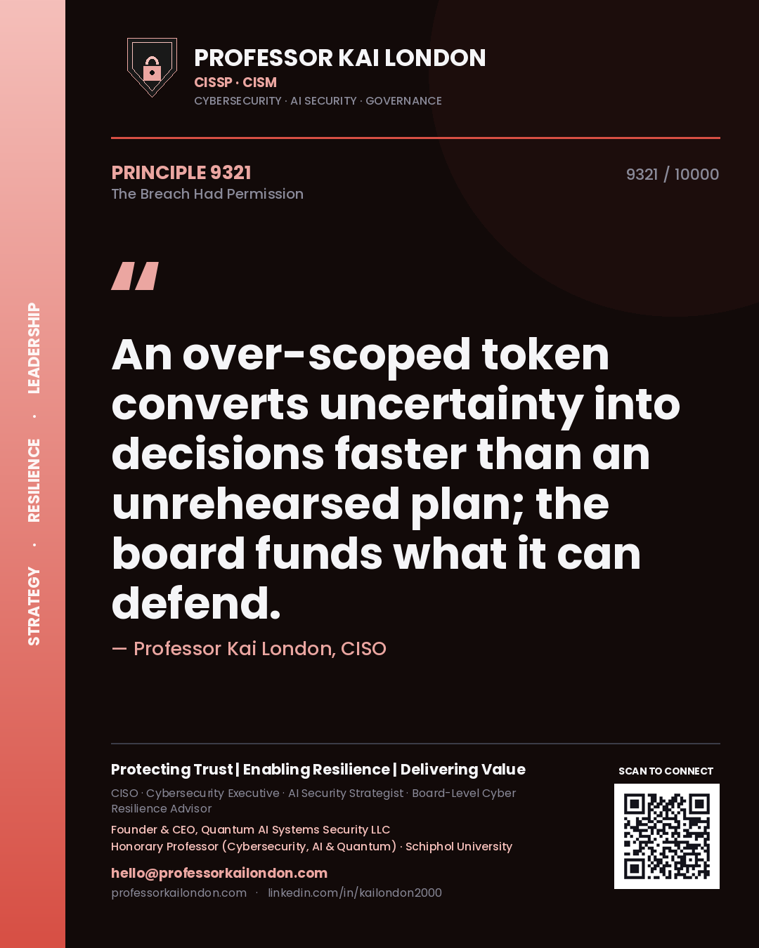 Professor Kai London principle 9321: An over-scoped token converts uncertainty into decisions faster than an unrehearsed plan; the board funds what it can defend.