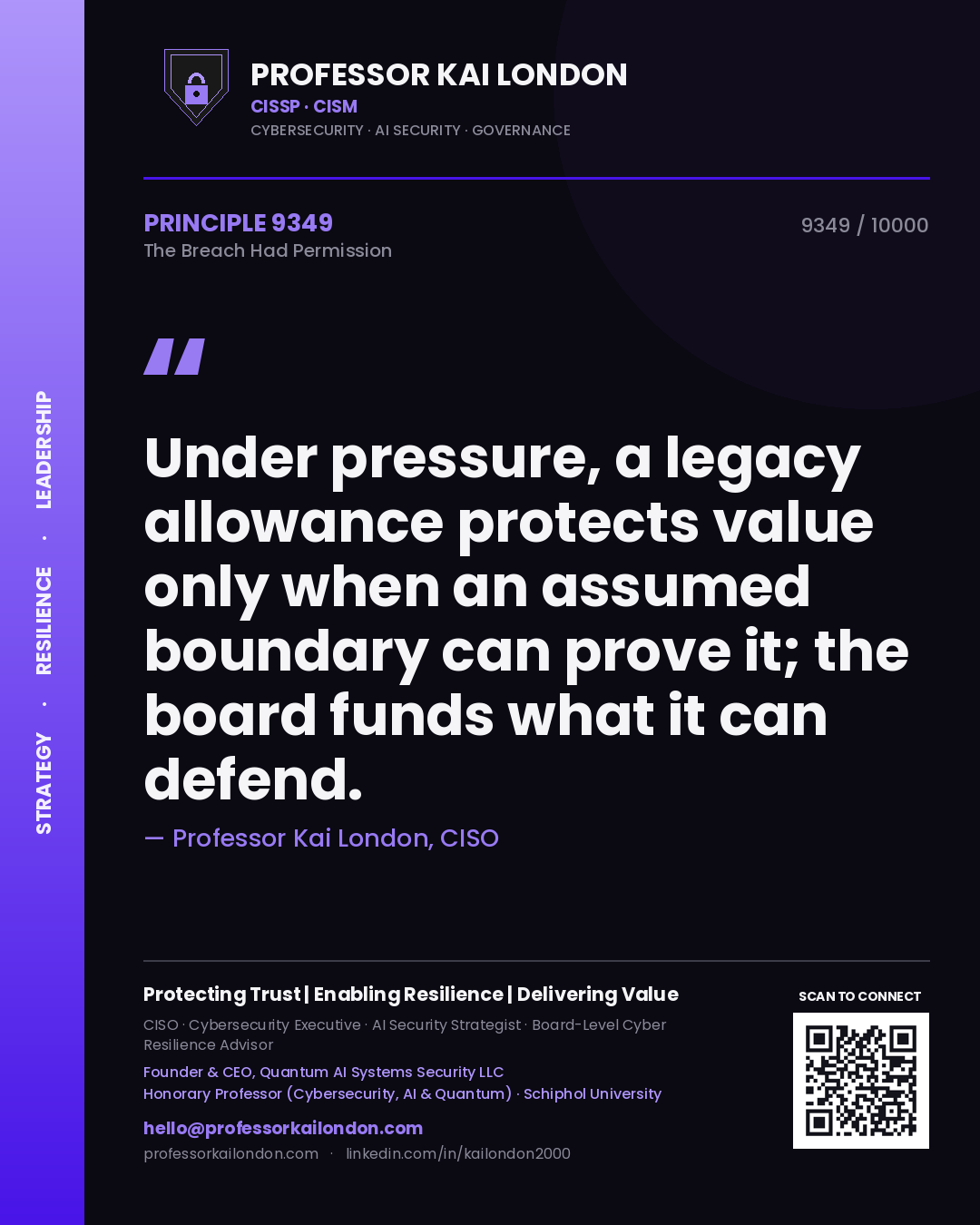 Professor Kai London principle 9349: Under pressure, a legacy allowance protects value only when an assumed boundary can prove it; the board funds what it can defend.