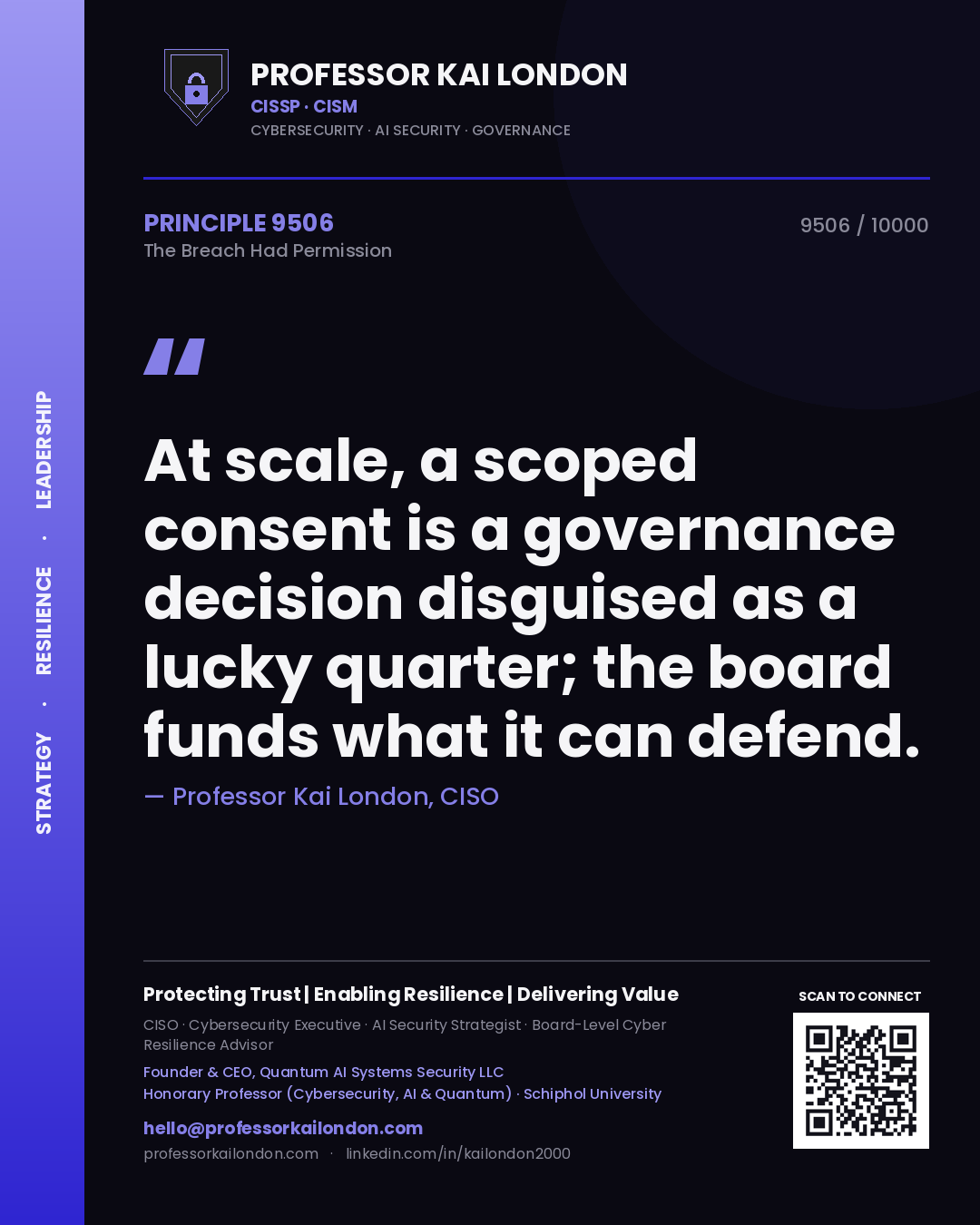Professor Kai London principle 9506: At scale, a scoped consent is a governance decision disguised as a lucky quarter; the board funds what it can defend.