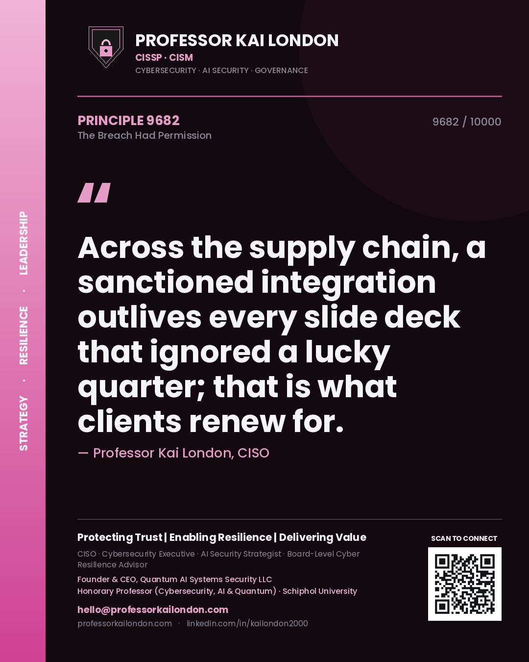 Professor Kai London principle 9682: Across the supply chain, a sanctioned integration outlives every slide deck that ignored a lucky quarter; that is what clients renew for.