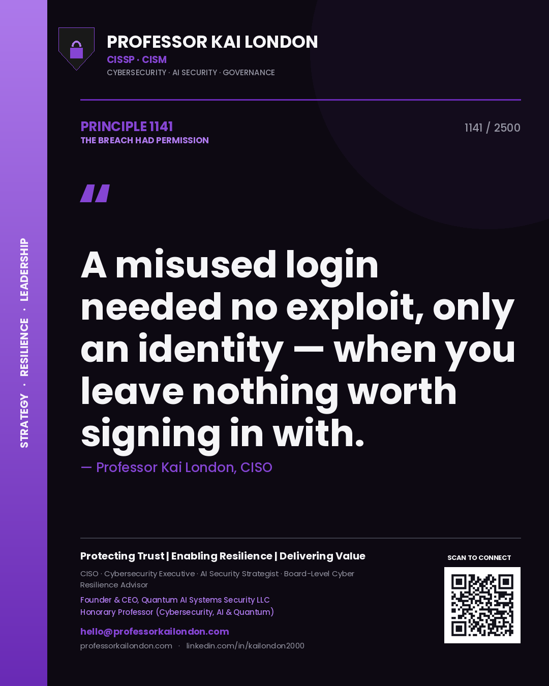 Professor Kai London principle 1141: A misused login needed no exploit, only an identity — when you leave nothing worth signing in with.