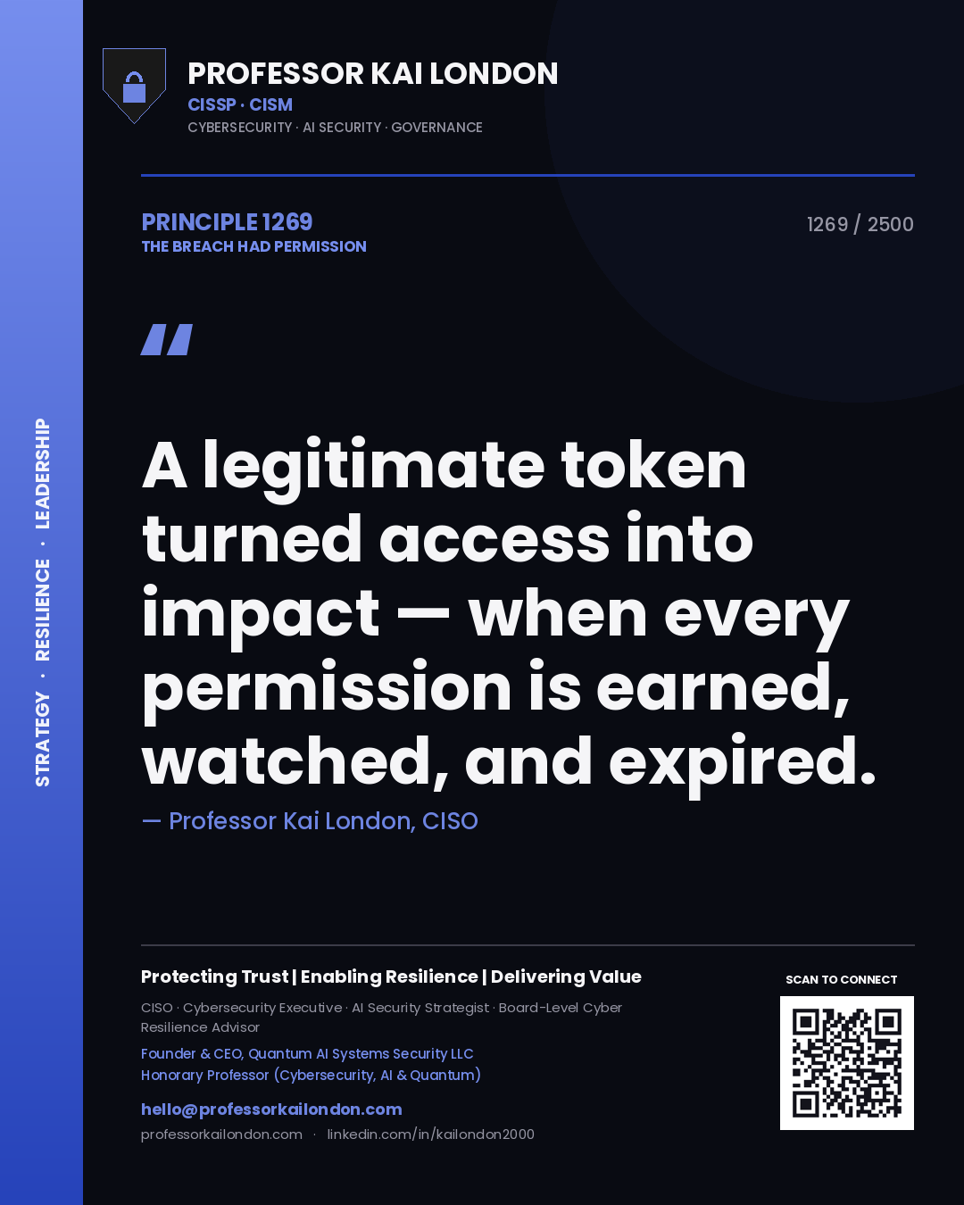 Professor Kai London principle 1269: A legitimate token turned access into impact — when every permission is earned, watched, and expired.