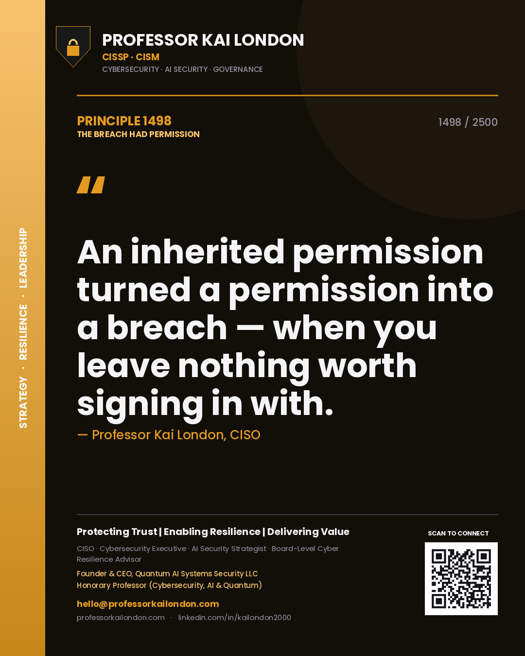 Professor Kai London principle 1498: An inherited permission turned a permission into a breach — when you leave nothing worth signing in with.