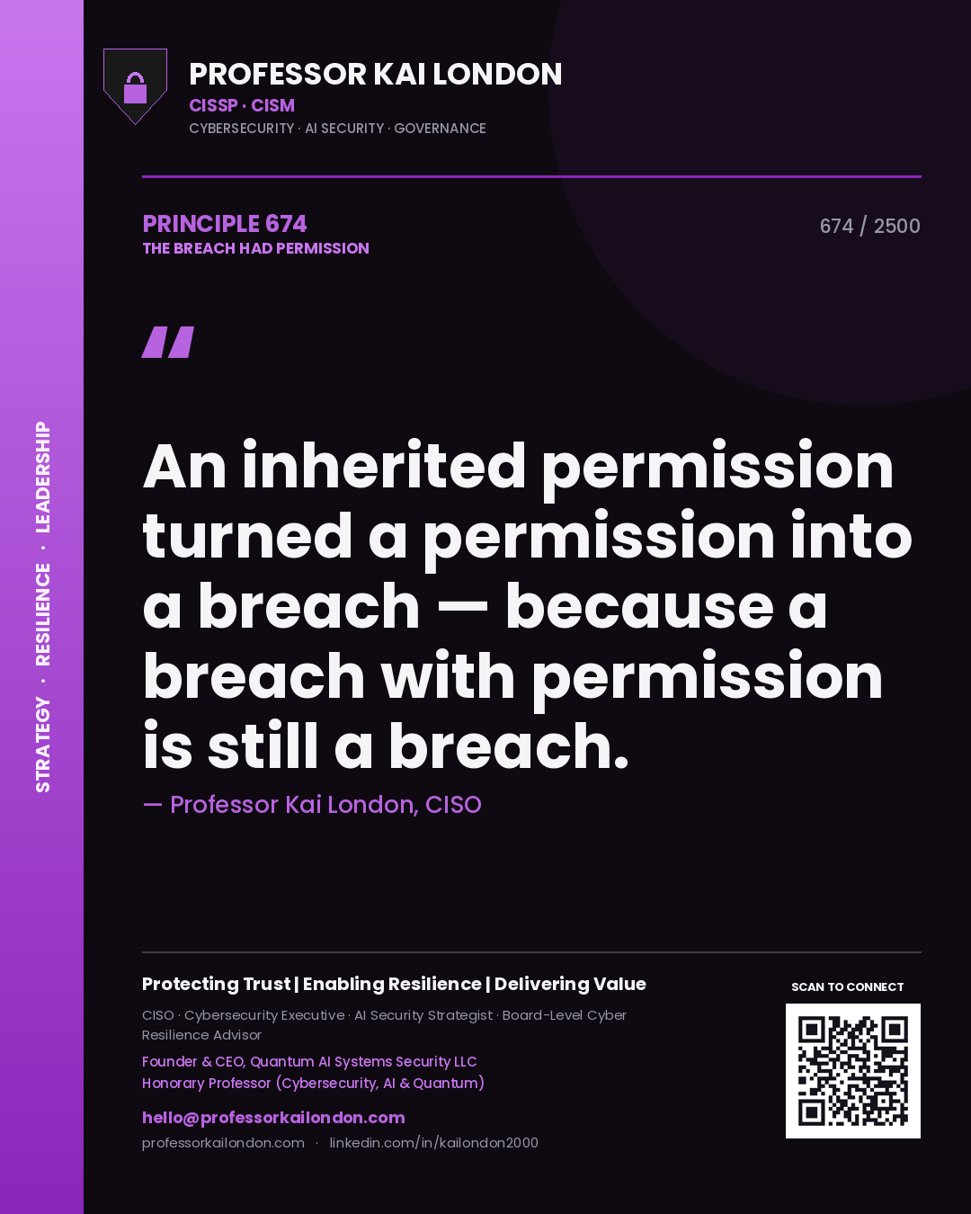 Professor Kai London principle 674: An inherited permission turned a permission into a breach — because a breach with permission is still a breach.