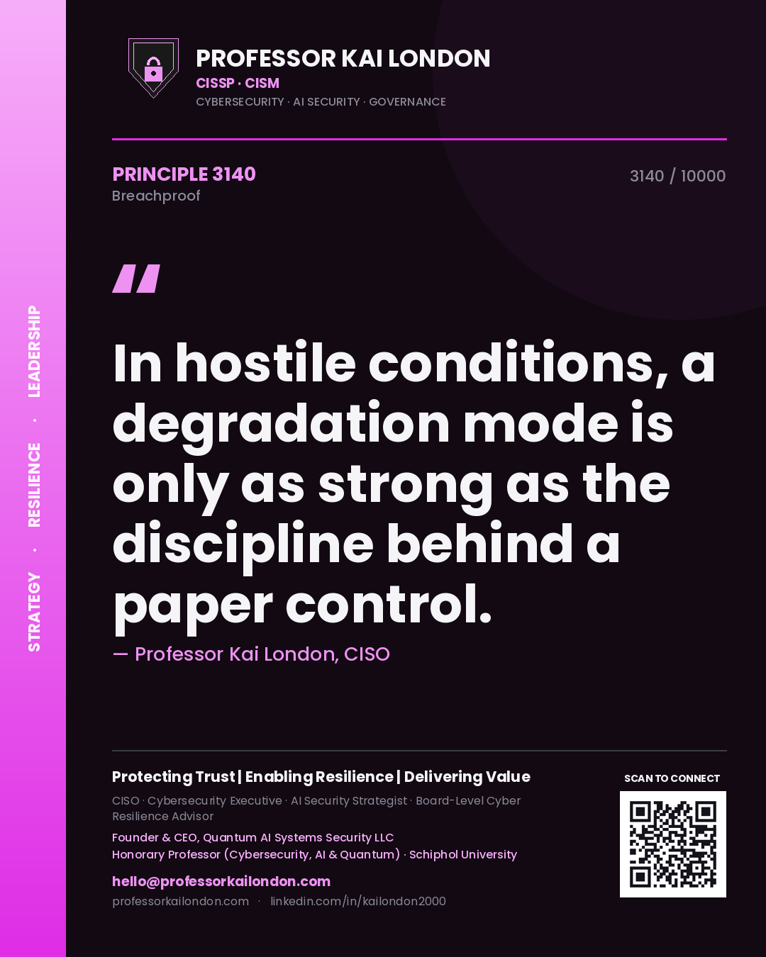 Professor Kai London principle 3140: In hostile conditions, a degradation mode is only as strong as the discipline behind a paper control.