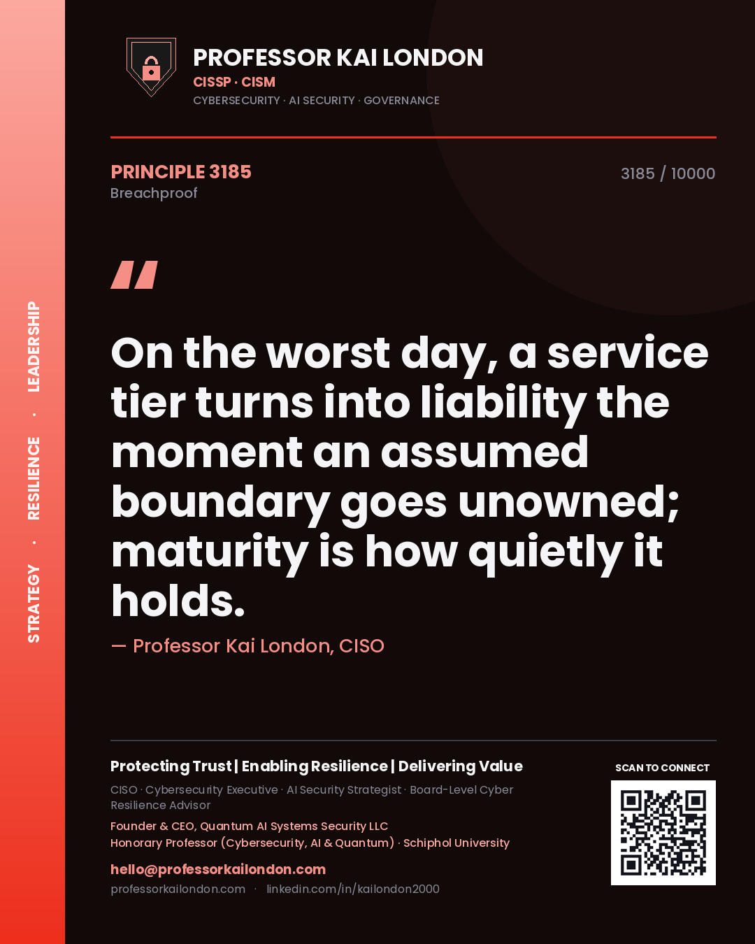Professor Kai London principle 3185: On the worst day, a service tier turns into liability the moment an assumed boundary goes unowned; maturity is how quietly it holds.