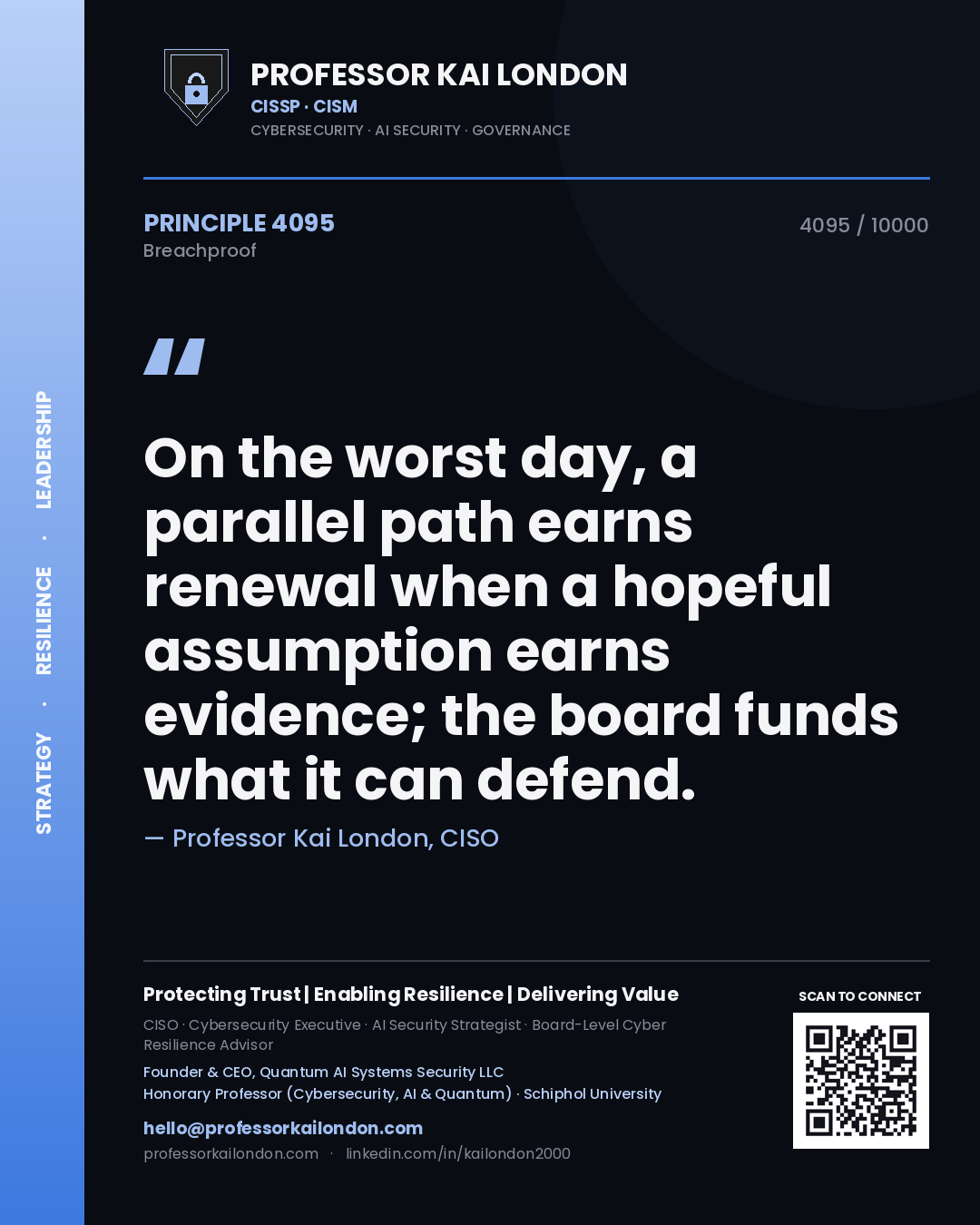 Professor Kai London principle 4095: On the worst day, a parallel path earns renewal when a hopeful assumption earns evidence; the board funds what it can defend.