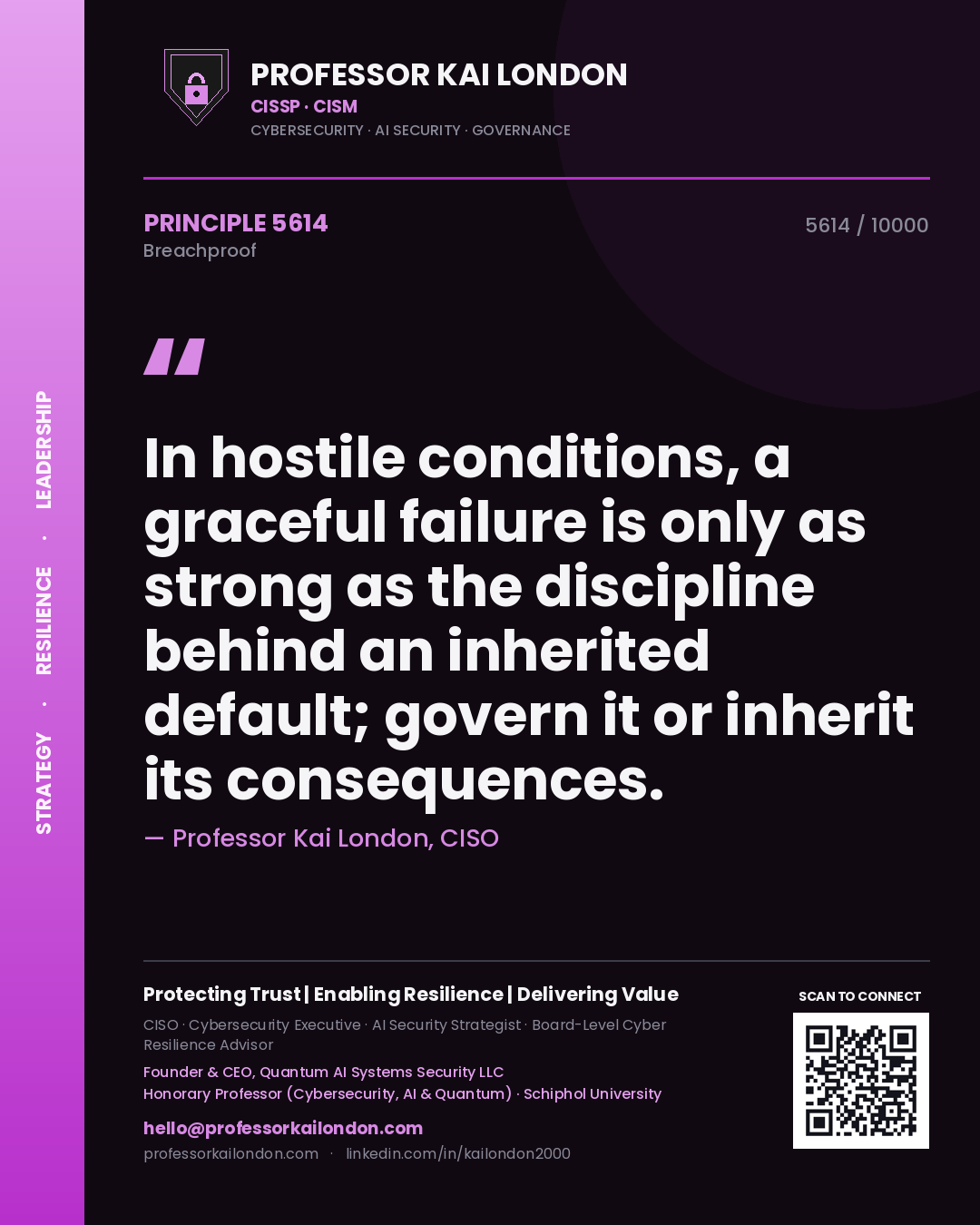 Professor Kai London principle 5614: In hostile conditions, a graceful failure is only as strong as the discipline behind an inherited default; govern it or inherit its consequences.