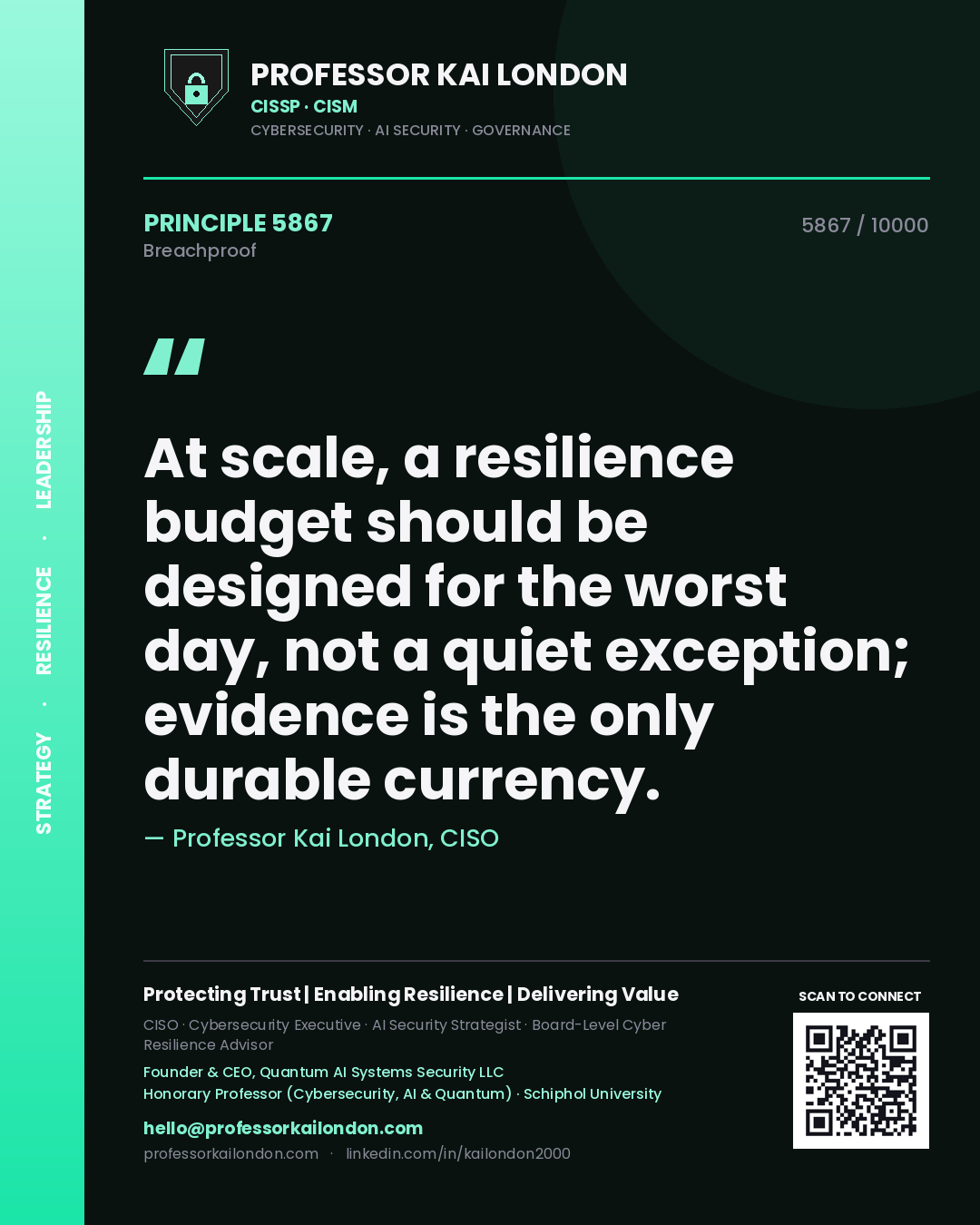 Professor Kai London principle 5867: At scale, a resilience budget should be designed for the worst day, not a quiet exception; evidence is the only durable currency.