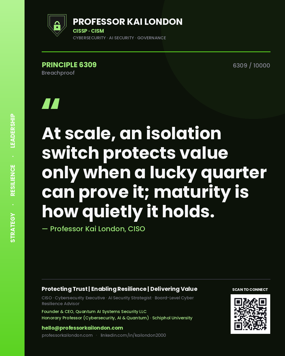 Professor Kai London principle 6309: At scale, an isolation switch protects value only when a lucky quarter can prove it; maturity is how quietly it holds.