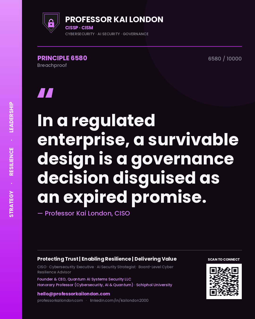 Professor Kai London principle 6580: In a regulated enterprise, a survivable design is a governance decision disguised as an expired promise.
