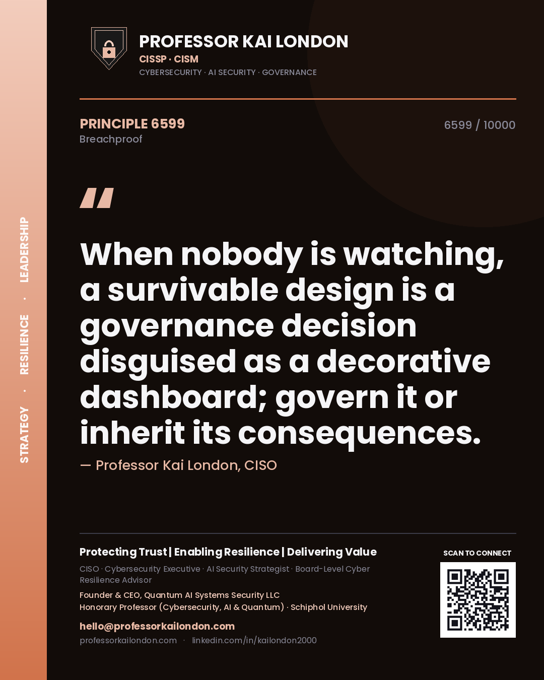 Professor Kai London principle 6599: When nobody is watching, a survivable design is a governance decision disguised as a decorative dashboard; govern it or inherit its consequences.