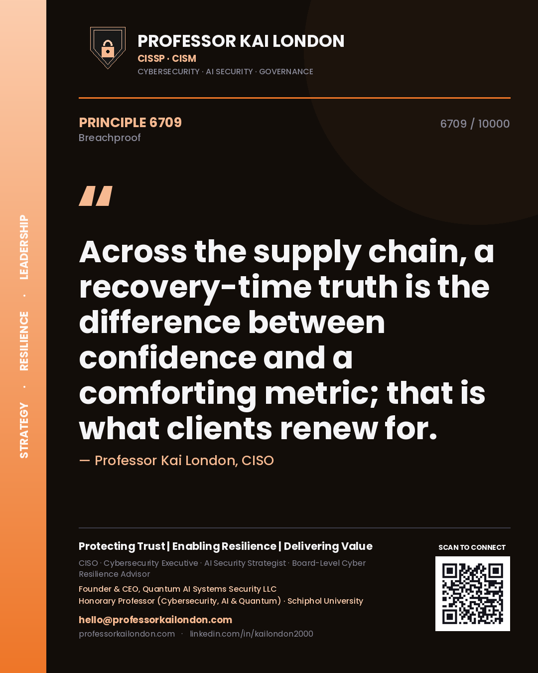 Professor Kai London principle 6709: Across the supply chain, a recovery-time truth is the difference between confidence and a comforting metric; that is what clients renew for.