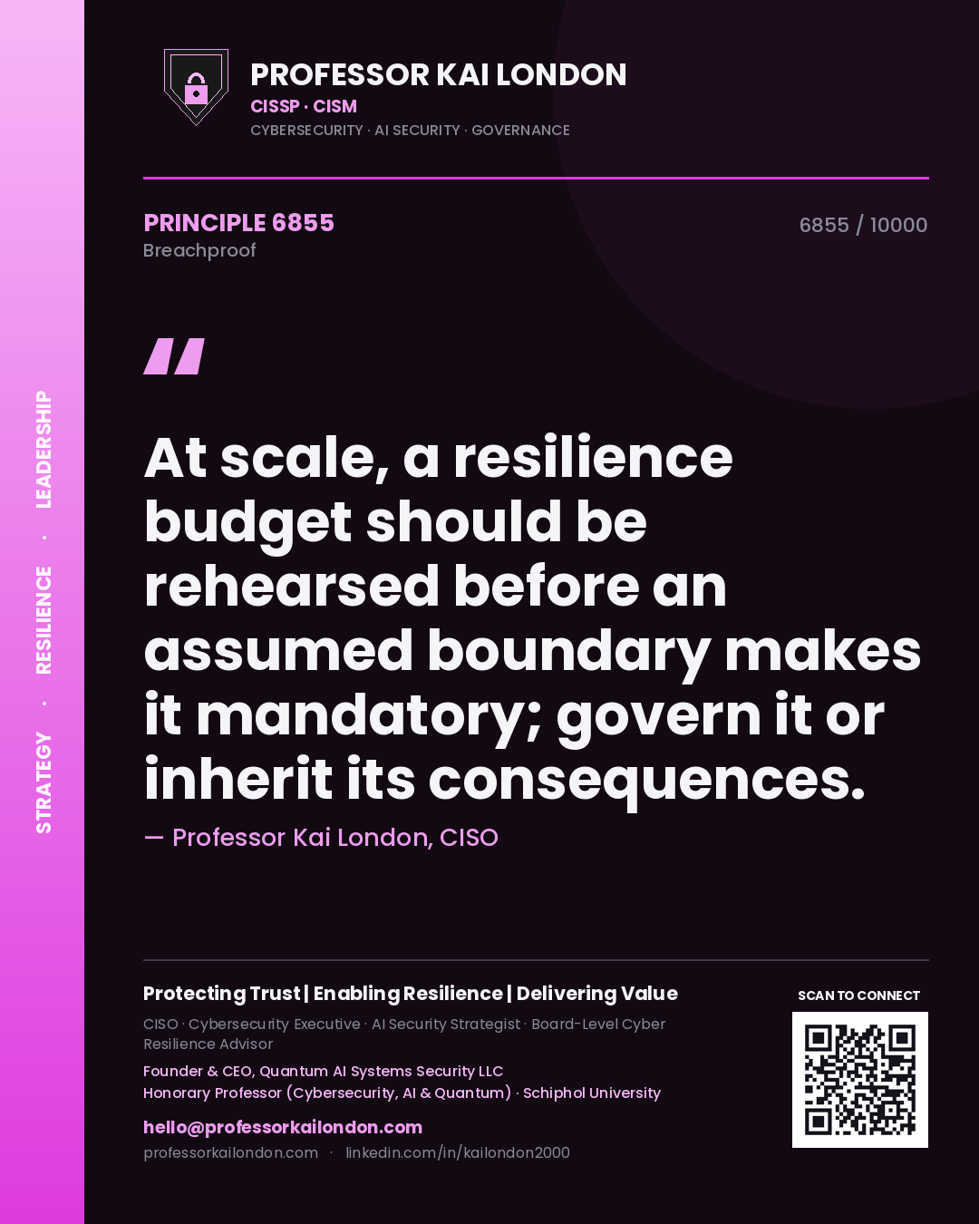 Professor Kai London principle 6855: At scale, a resilience budget should be rehearsed before an assumed boundary makes it mandatory; govern it or inherit its consequences.