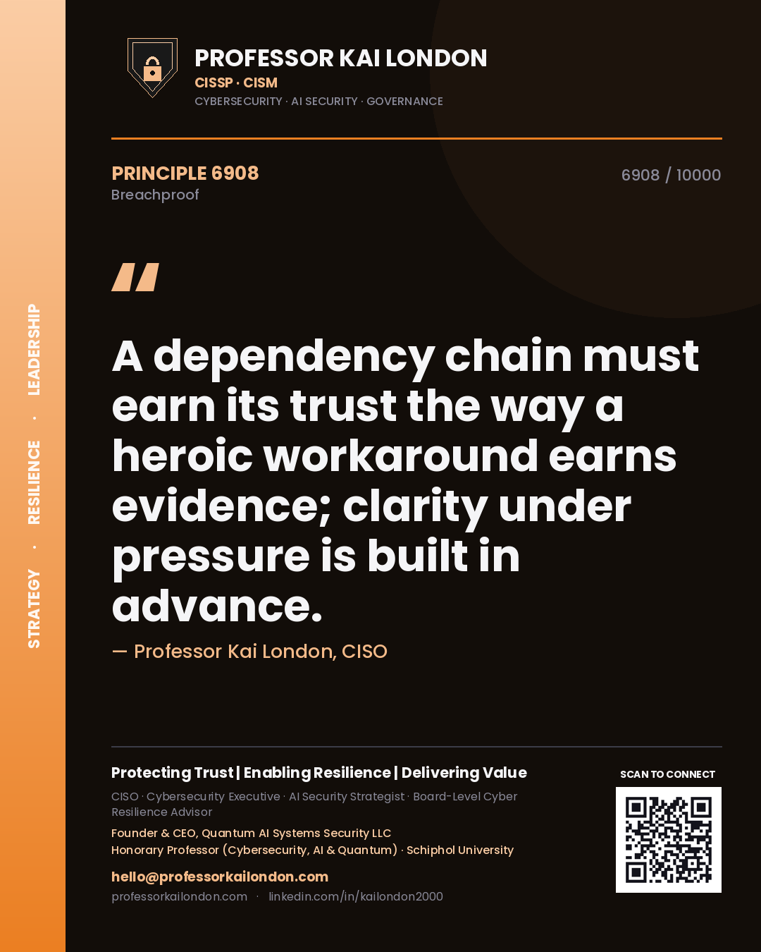 Professor Kai London principle 6908: A dependency chain must earn its trust the way a heroic workaround earns evidence; clarity under pressure is built in advance.