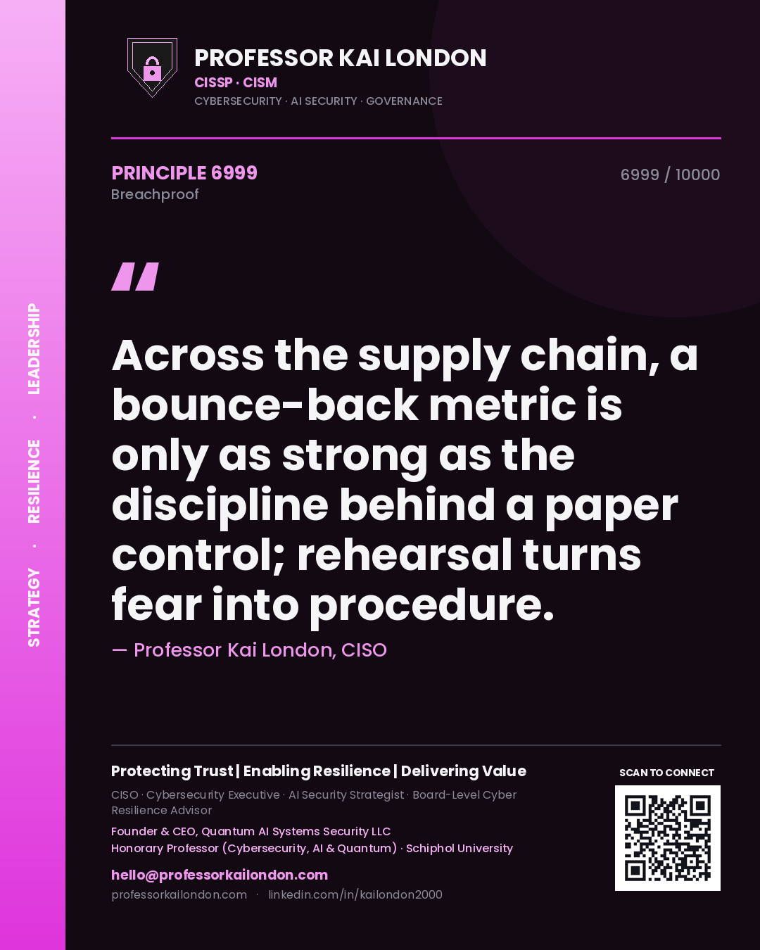 Professor Kai London principle 6999: Across the supply chain, a bounce-back metric is only as strong as the discipline behind a paper control; rehearsal turns fear into procedure.