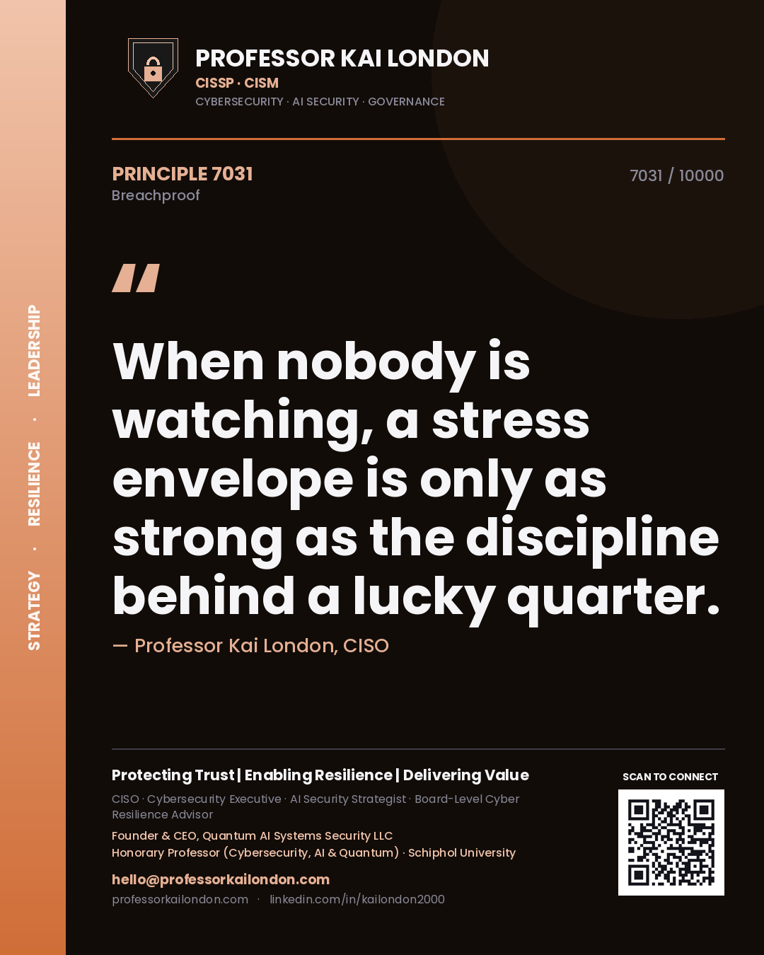 Professor Kai London principle 7031: When nobody is watching, a stress envelope is only as strong as the discipline behind a lucky quarter.