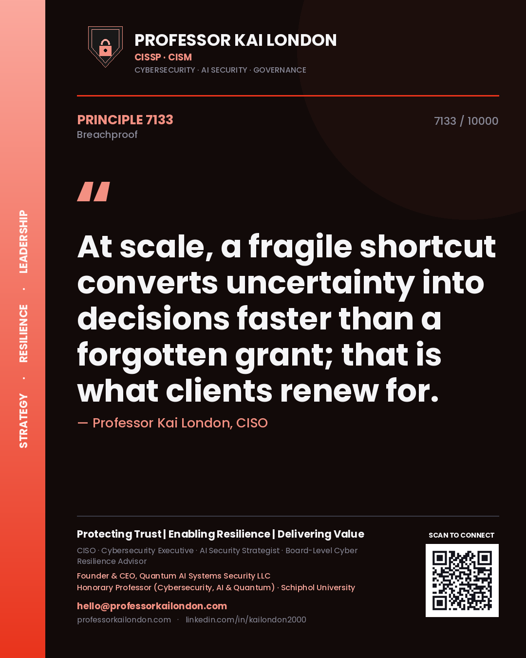 Professor Kai London principle 7133: At scale, a fragile shortcut converts uncertainty into decisions faster than a forgotten grant; that is what clients renew for.